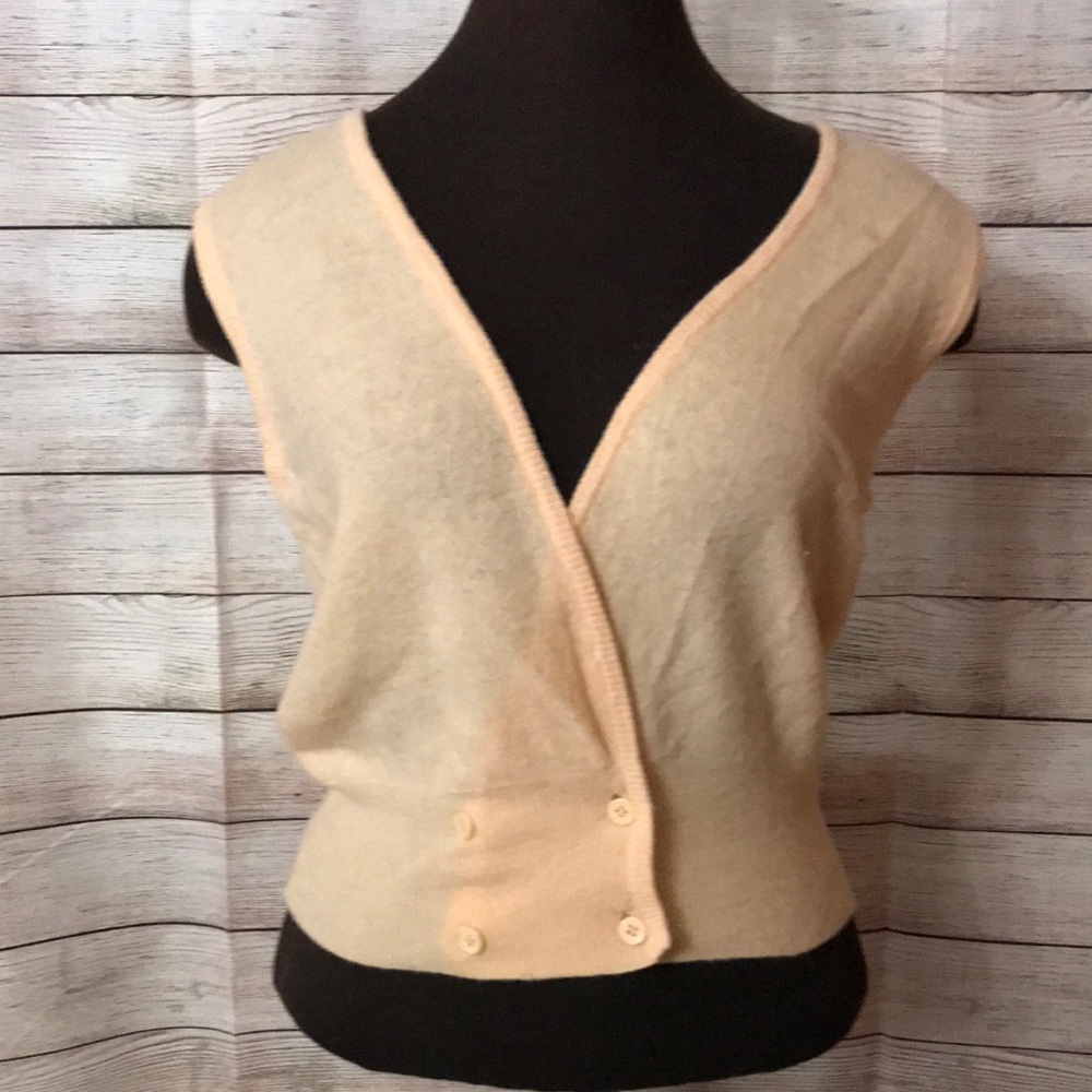 Elegant Beige V-Neck Sweater Vest